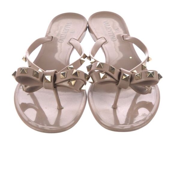 Valentino Tan and Gold Sandals with Elegant Embellishments - Picture 3 of 5